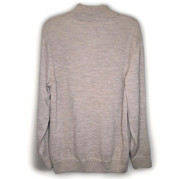 King Ranch Mens Large Beige Cardigan Sweater Merino Wool Blend Knit Quarter Zip - Picture 2 of 13